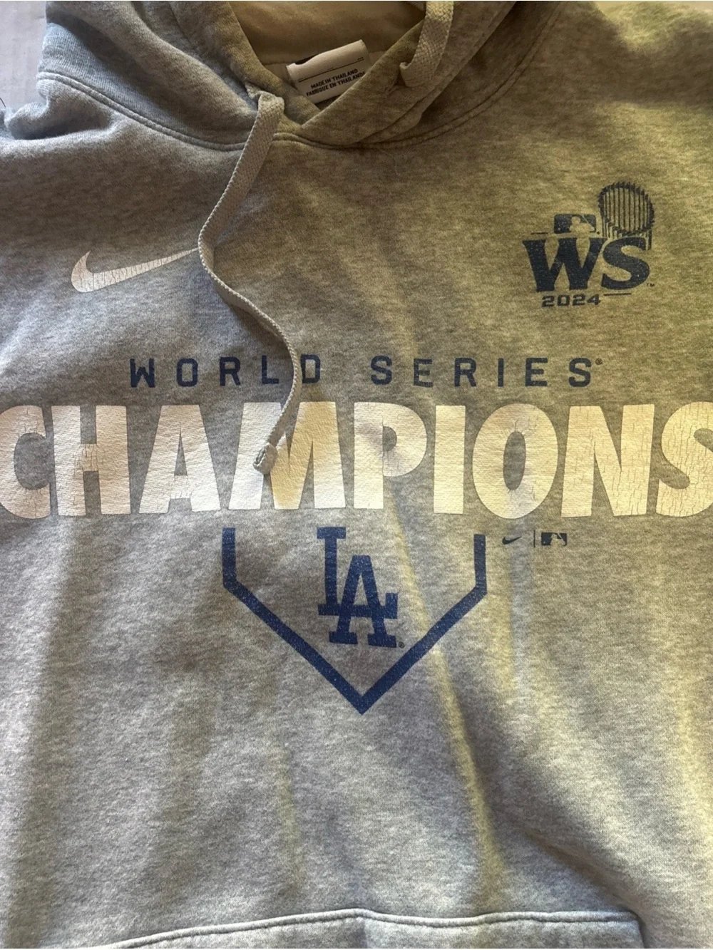Nike 2024 World Series Gray Pullover Hoodie with Classic Logo